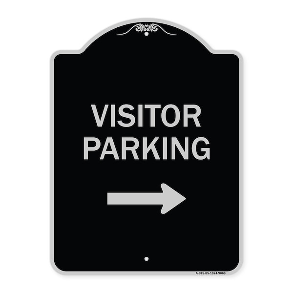 Designer Series-Visitor-parking Right, Black & Silver Heavy-Gauge Aluminum, 24" x 18", BS-1824-9868